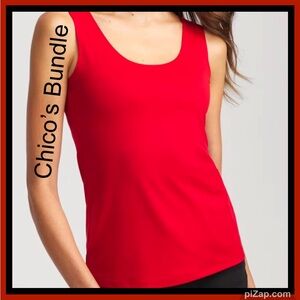 Chico's Tanks Microfiber Women's Top Bundle of 3~Red,Black,Blush~Sz L(Chico’s 2)